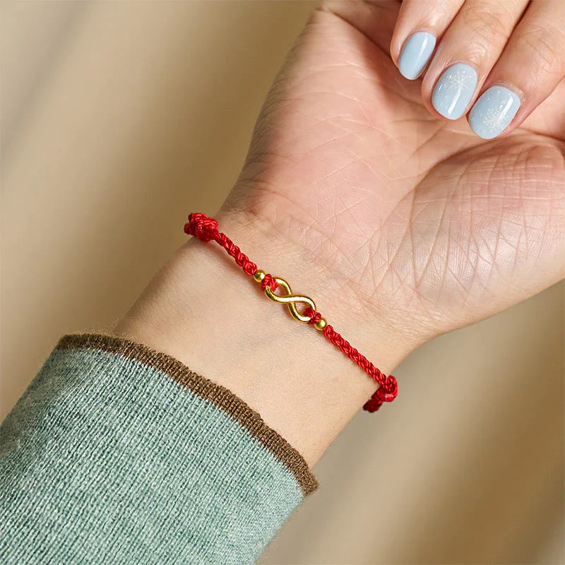 Buddha Stones Infinity Charm Brass Red String Adjustable Protection Bracelet