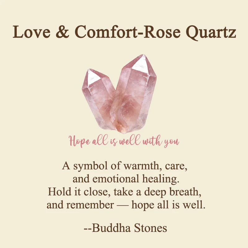 Buddha Stones Hope All Is Well With You Natural Rose Quartz Palm Stone Compassion Crystal Decor