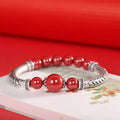 Buddha Stones 999 Sterling Silver Cinnabar Wheat Ears Blessing Bracelet Bangle