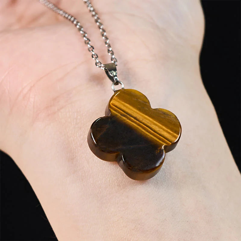 Buddha Stones Various Crystal Green Aventurine Black Obsidian Tiger Eye Plum Blossom Luck Necklace Pendant