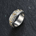 Buddha Stones Om Mani Padme Hum Balance Calm Titanium Steel Ring