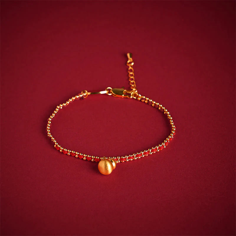Buddha Stones Red String Copper Brass Gourd Strength Wealth Bracelet