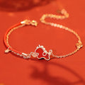 Buddha Stones 925 Sterling Silver Year Of The Horse Red String Red Agate Coin Charm Luck Bracelet