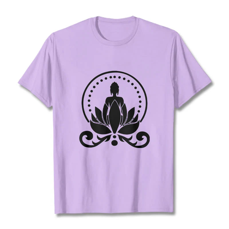 Buddha Stones Meditation Buddha Seated On A Lotus Flower Tee T-shirt