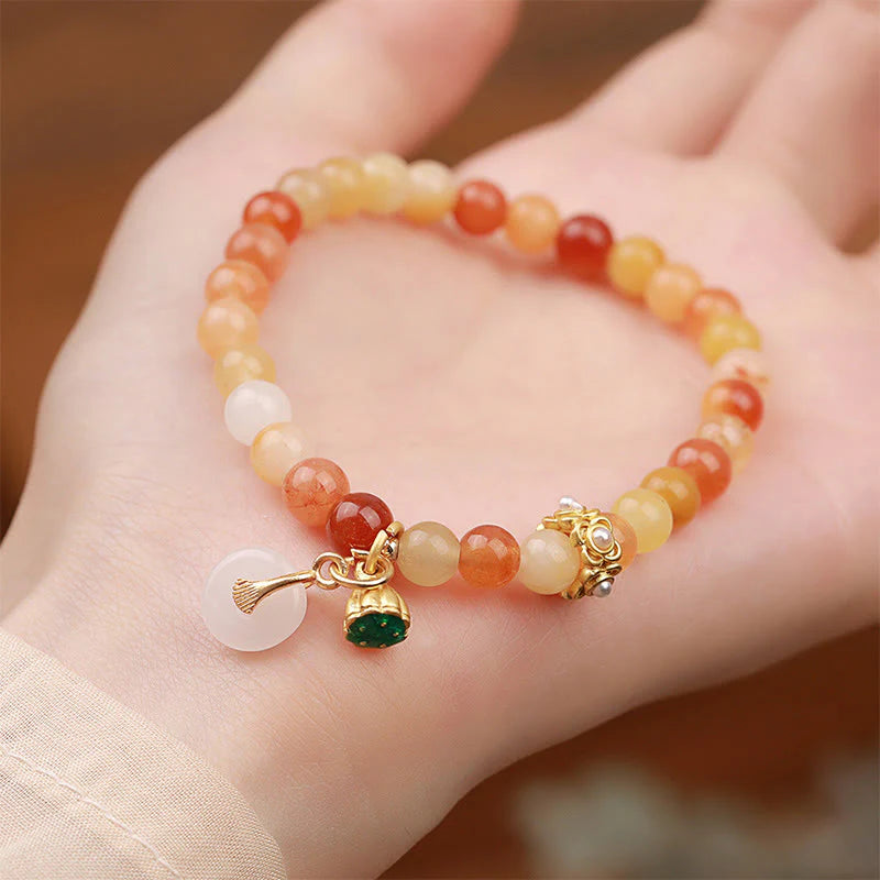 Buddha Stones Peace Buckle Golden Silk Jade Ward Off Evil Spirits Bracelet
