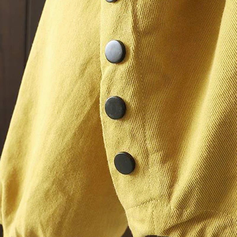 Buddha Stones Fall Button Down Women's Cotton Long Sleeve Outerwear Jacket With Pockets