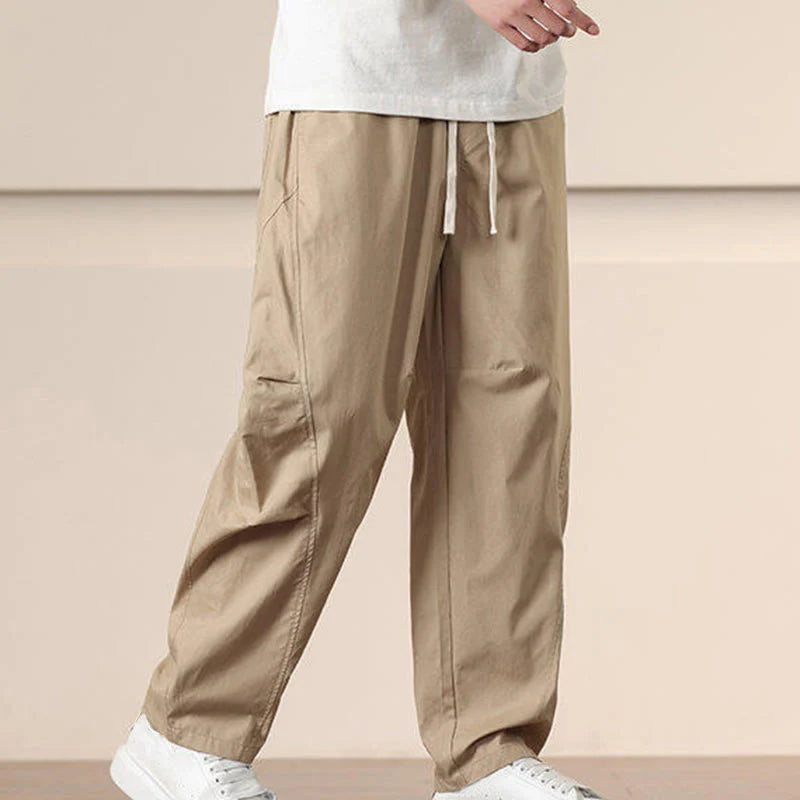 Buddha Stones Casual Vintage Solid Color Drawstring Men's Cargo Pants With Pockets