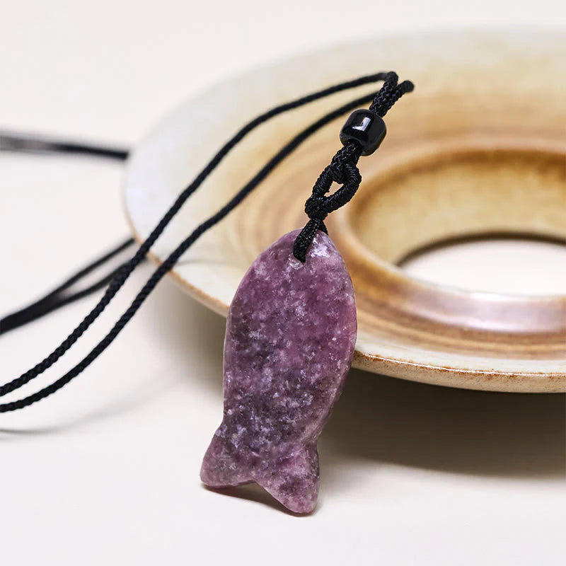 Buddha Stones Koi Fish Pink Crystal Indian Agate Amethyst Topaz Red Jasper Success Warmth Necklace Pendant