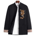Buddha Stones Embroidery Dragon Frog-Button Desgin Long Sleeve Men's Jacket