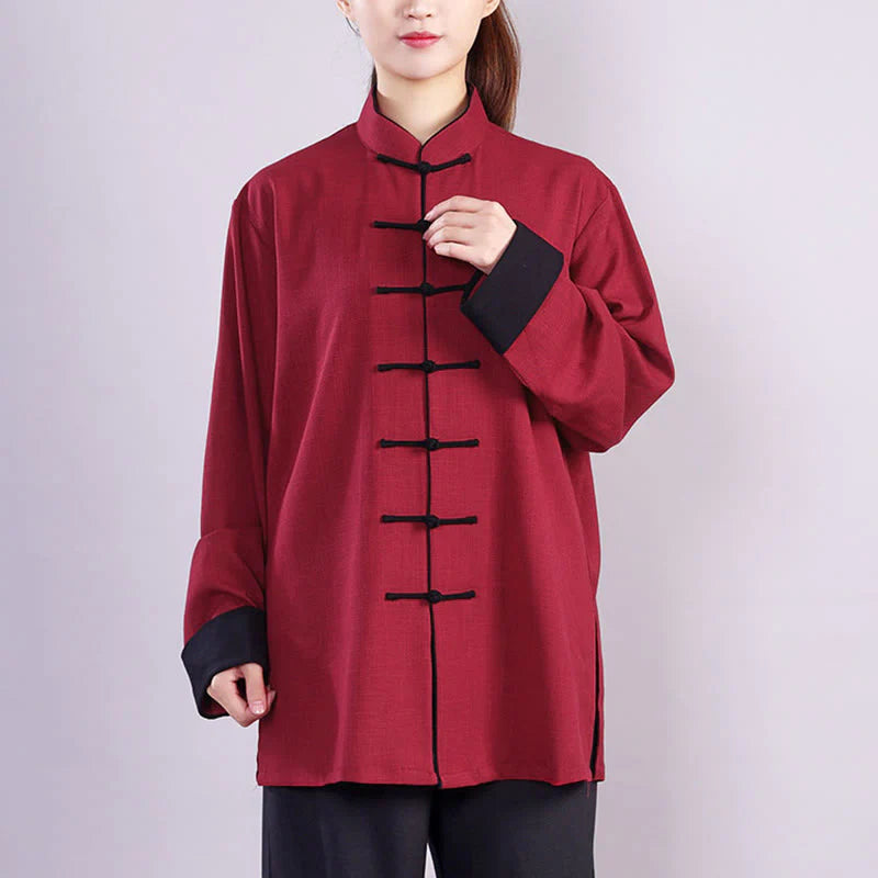 Buddha Stones 2Pcs Fall Winter Frog-Button Tai Chi Meditation Qigong Zen Practice Unisex Cotton Linen Clothing Set (Extra 30% Off | USE CODE: FS30)
