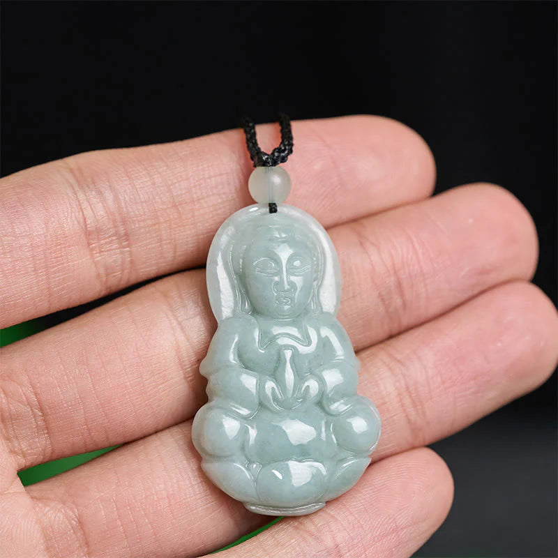 Buddha Stones Jade Kwan Yin Avalokitesvara Harmony Necklace Pendant