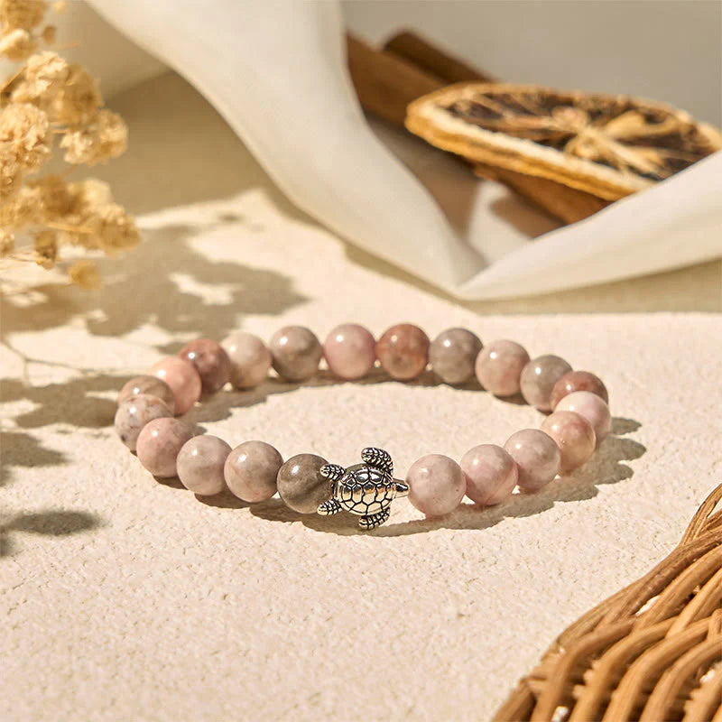 Buddha Stones Turtle Design Zebra Jasper Protection Bracelet