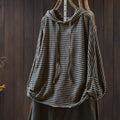 Buddha Stones Spring Striped Pattern Long Sleeve Women's Cotton Hoodie