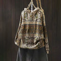 Buddha Stones Fall Striped Geometric Flowers Cotton Women's Long Sleeve Pullover Knitted Hoodie