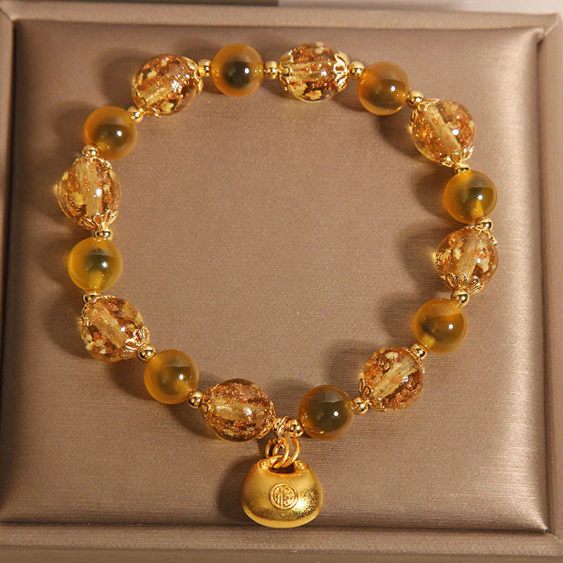 FREE Today: Healing Strength Yellow Candy Agate Fu Character Blessing Bag Bracelet