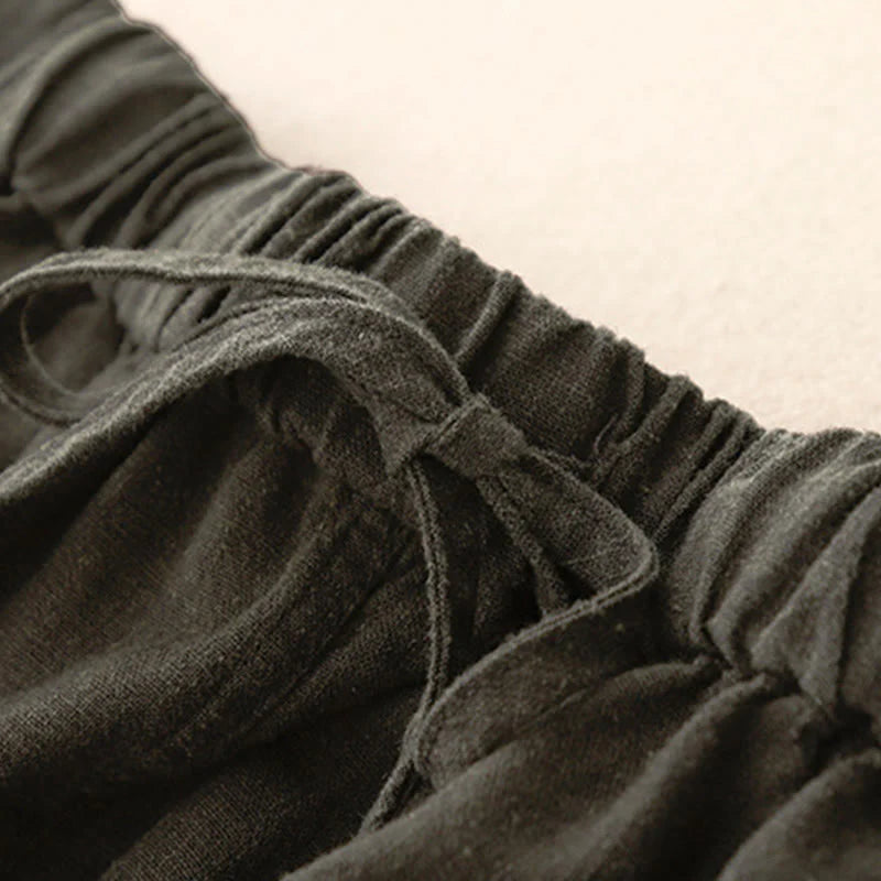 Buddha Stones Drawstring A-line Elastic Waist Cotton Women's Skirt