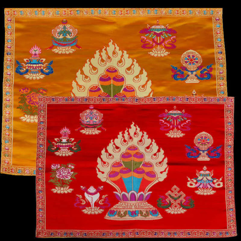 Buddha Stones Prayer Altar Mat Healing Meditation 8 Auspicious Symbols Mat