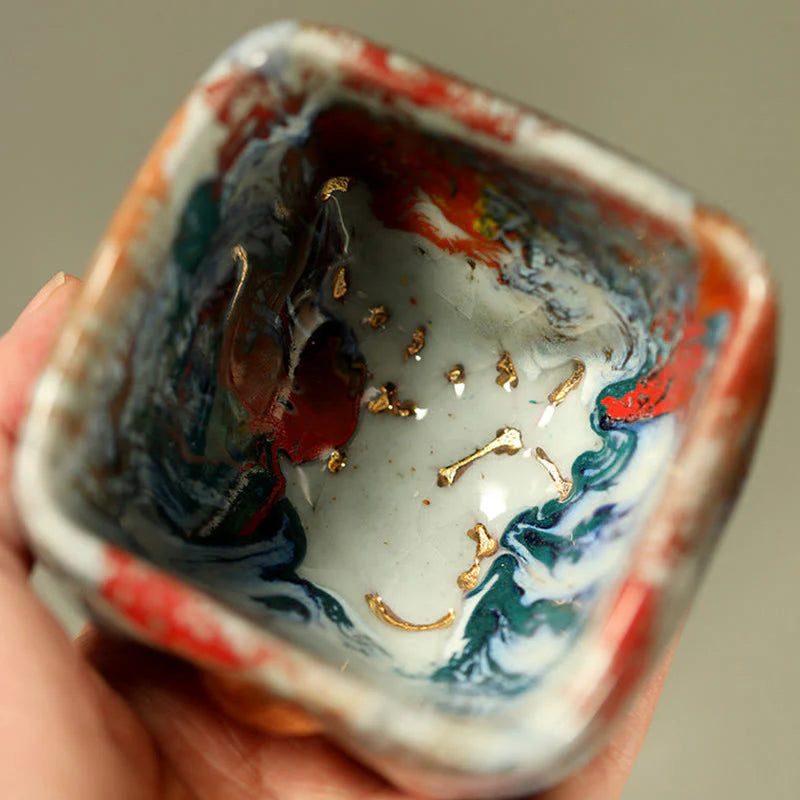 Buddha Stones Hand-painted Dunhuang Meditating Buddha Shino Ceramic Teacup Kung Fu Tea Cup