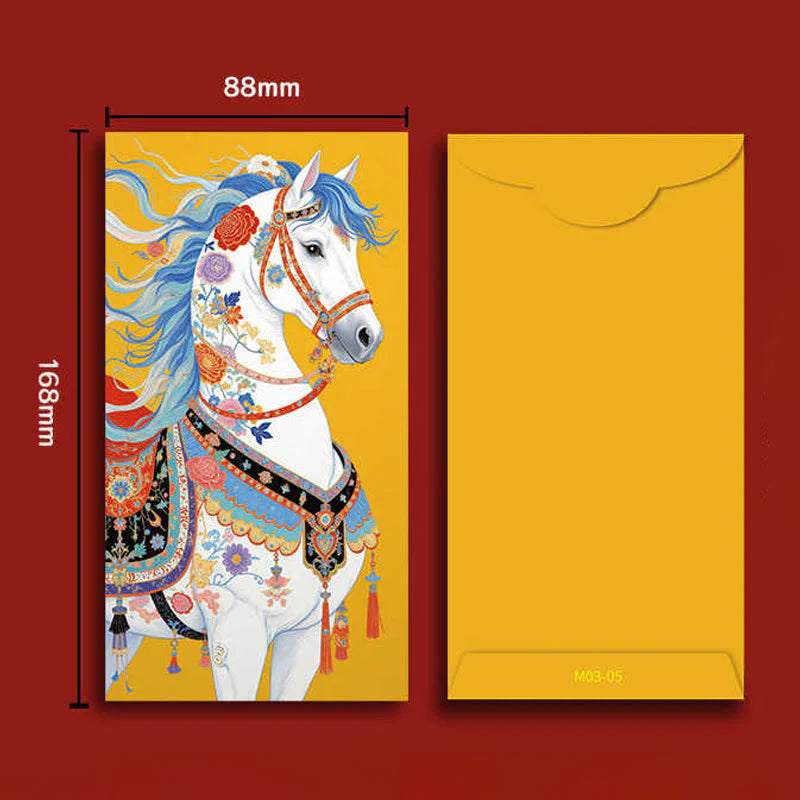Buddha Stones 6pcs Colorful Chinese Red Envelope Year Of The Horse 2026 New Year