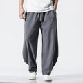 Buddha Stones Drawstring Elastic Waist Ankle-Length Men's Cotton Pants With Pockets