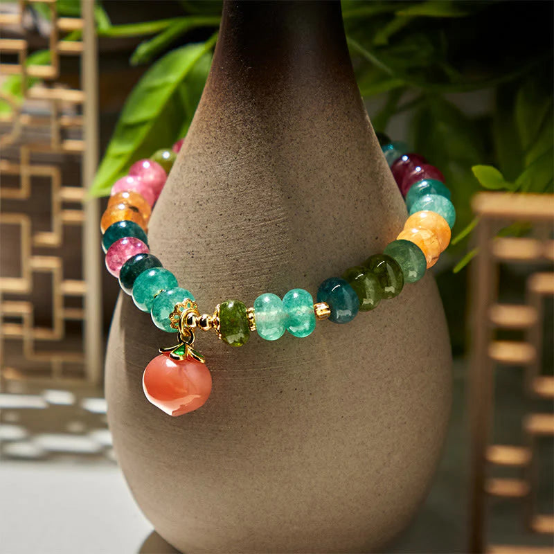 Buddha Stones Tourmaline Yanyuan Agate Peach Positive Bracelet