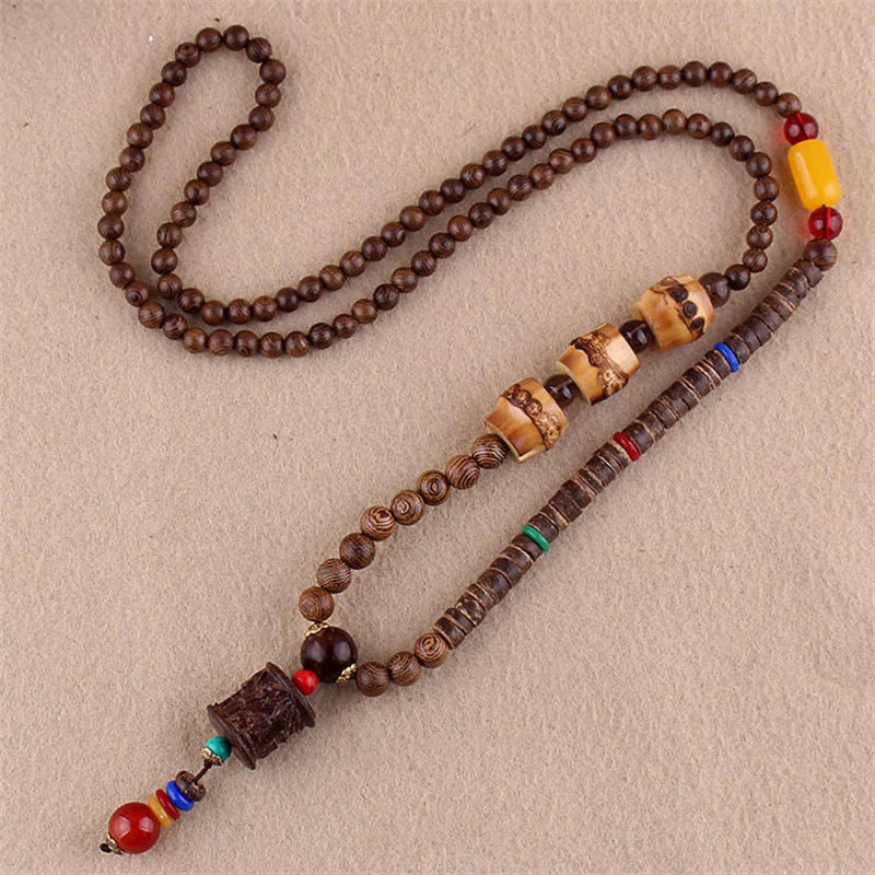 Buddha Stones Tibetan Wenge Wood Bodhi Seed Agate Elephant Protection Necklace Pendant (Extra 40% Off | USE CODE: FS40)