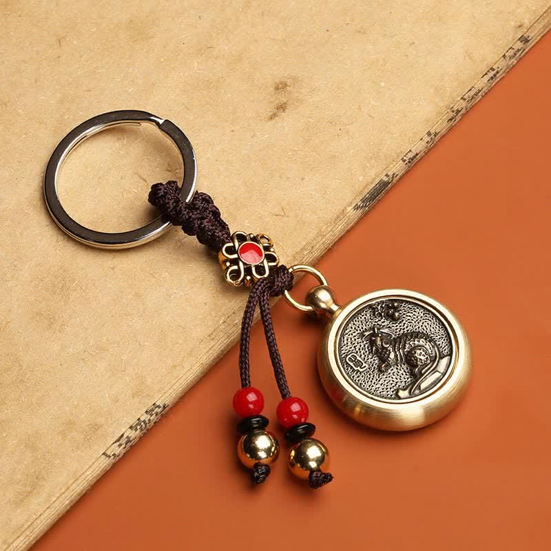 Buddha Stones 12 Chinese Zodiac Blessing Wealth Fortune Keychain