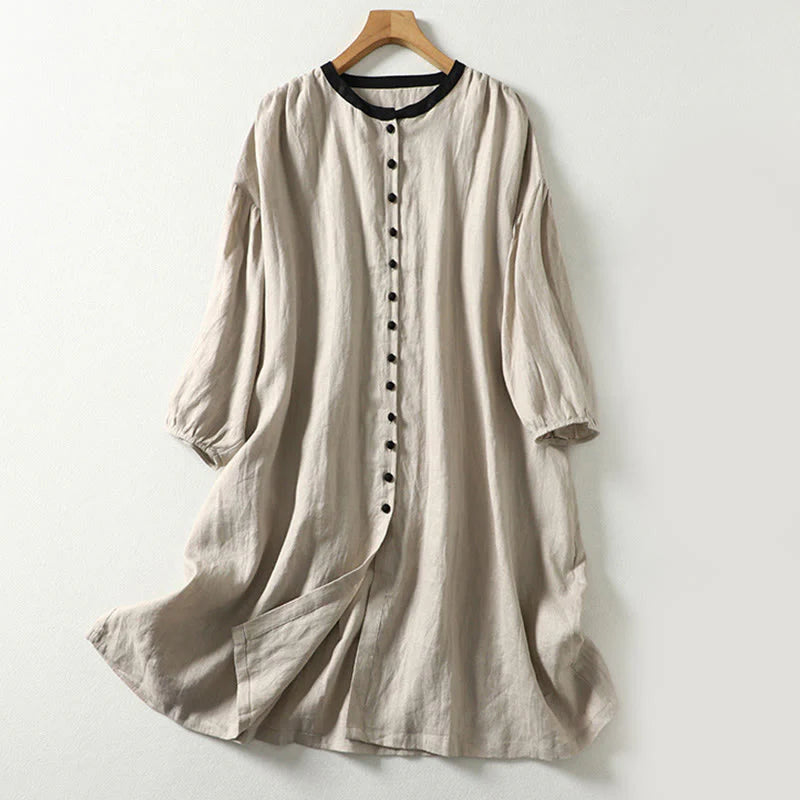 Buddha Stones Buttons Design Women's Long Sleeve Coat With Pockets