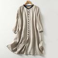 Buddha Stones Buttons Design Women's Long Sleeve Coat With Pockets