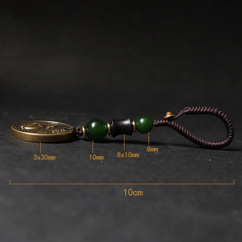Buddha Stones Chinese Zodiac Year Of The Horse Bagua Fu Character Copper Brass Balance Key Chain