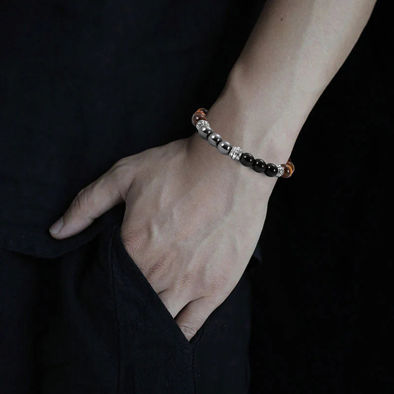 Buddha Stones Tiger Eye and Hematite Good Luck and Healing Bracelet