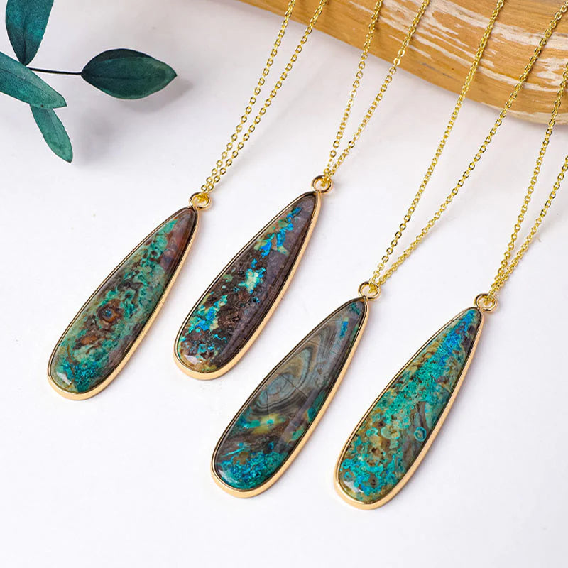 Buddha Stones Natural Stone Sea Sediment Jasper Agate Teardrop Shape Protection Necklace Pendant