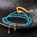 Buddha Stone 3mm Natural Apatite Ultra-thin Beads 14k Gold Plated Copper Creativity Triple Wrap Bracelet