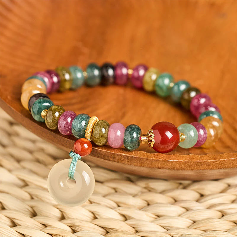 Buddha Stones Peace Buckle Tourmaline Chalcedony Love Bracelet
