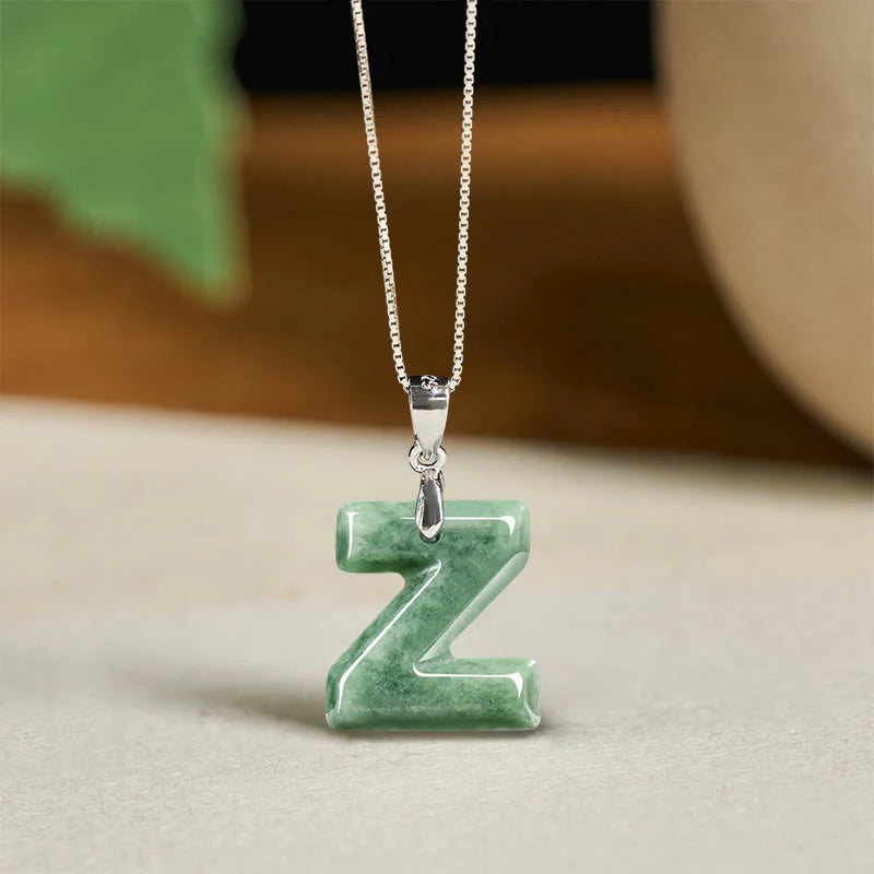 Buddha Stones May You Find Your Own Meaning Natural A-Z Letter Jade 925 Sterling Silver Chain Necklace Includes Gift Message Card