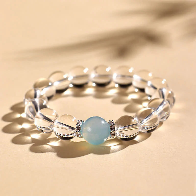 Buddha Stones Clear Quartz Aquamarine Healing Bracelet