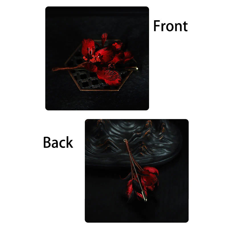 Buddha Stones Handcrafted Silk Art Cyclamen Persicum Flower Blessing Brooch