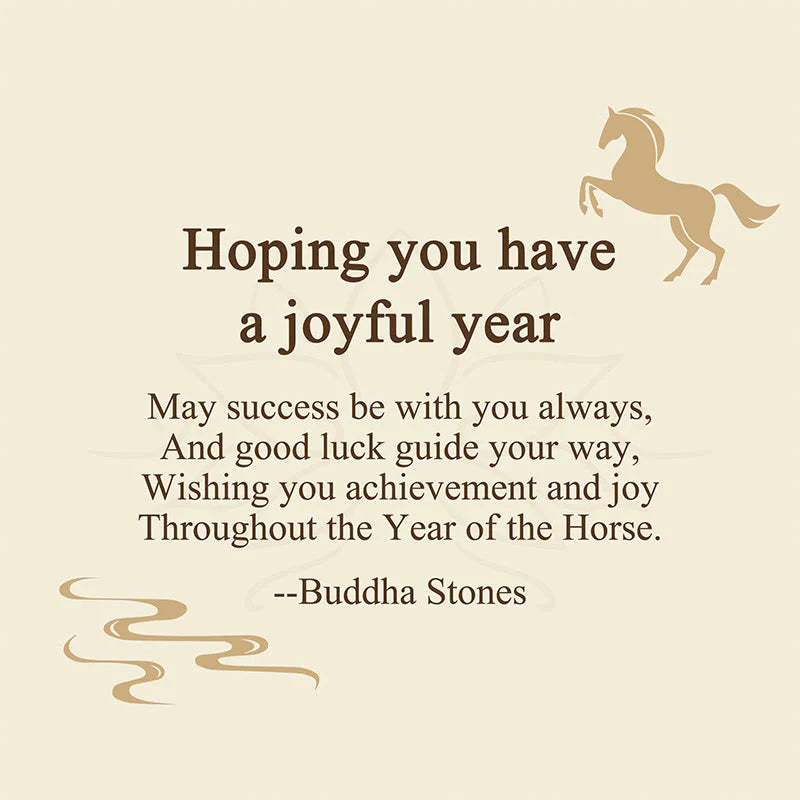 Buddha Stones Hoping You Have a Joyful Year Year of the Horse Rainbow Eucalyptus Small Leaf Red Sandalwood Key Chain Includes Gift Message Card