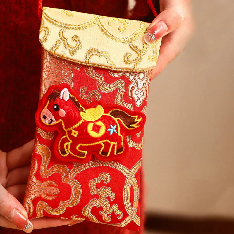 Buddha Stones Year Of The Horse 2026 New Year Fu Character Lucky Embroidery Chinese Red Envelope