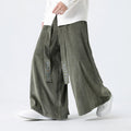 Buddha Stones Casual Embroidery Drawstring Design Men's Corduroy Wide Leg Pants With Pockets