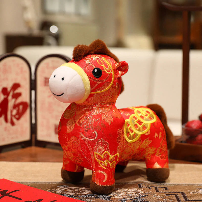 Buddha Stones Year of the Horse Copper Coins Plush Doll Home Decoration