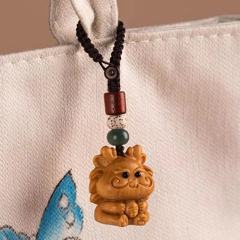 Buddha Stones Year Of The Horse Red Sandalwood Star Moon Bodhi Seed Blessing Key Chain