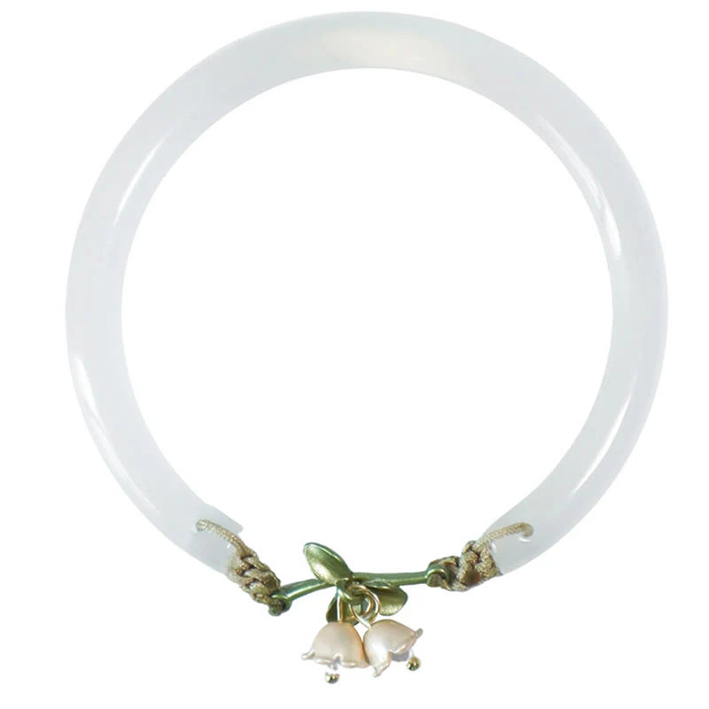 Buddha Stones Lily of the Valley Flower Happiness Strength Bracelet Bangle