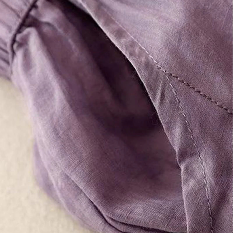 Buddha Stones Side Embroidery Design Women's 7-8 Length Wide Leg Pants With Pockets