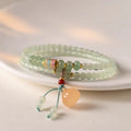 Buddha Stones Multiple Circles Natural Aventurine Glass Lotus Pods Lucky Bamboo Positivity Bracelet