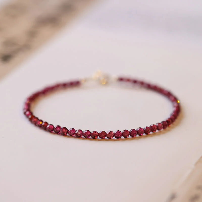 Buddha Stones 3mm Natural Small Garnet Ultra-Thin Beads Protection Bracelet