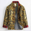 Buddha Stones Winter Dragon Jacquard Warm Frog-Button Long Sleeve Men's Jacket With Pockets
