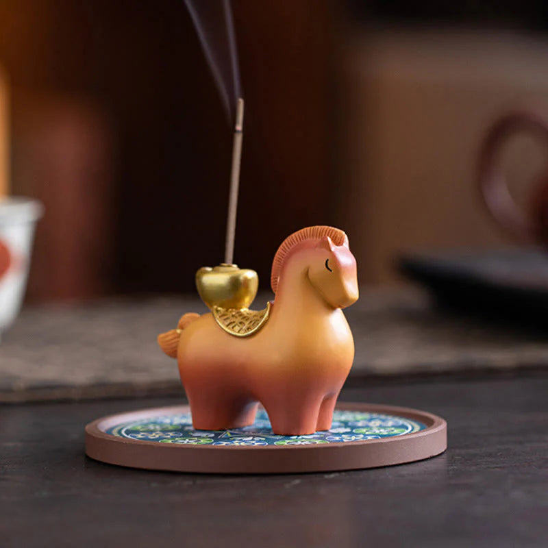 Buddha Stones Year Of The Horse 2026 New Year Ingot Attracting Wealth Home Decoration Incense Burner