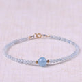 Buddha Stones Natural Aquamarine Ultra-Fine 2mm Faceted Bead Peace Bracelet