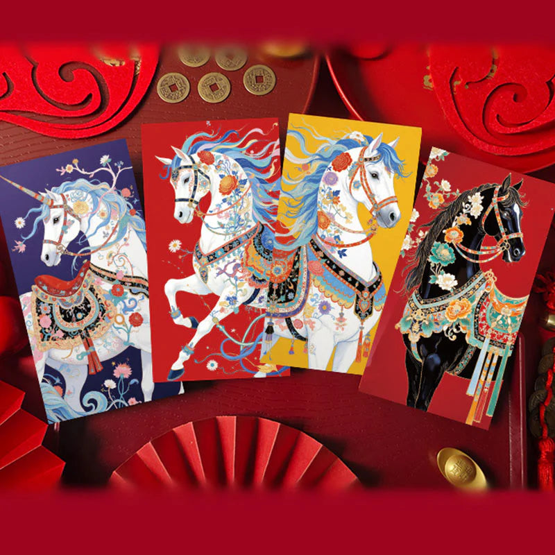 Buddha Stones 6pcs Colorful Chinese Red Envelope Year Of The Horse 2026 New Year
